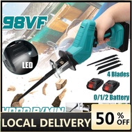 98VF Green Cordless Reciprocating Saw with 1/2pc Li-ion Battery 4 Blades Portable Rechargeable Metal