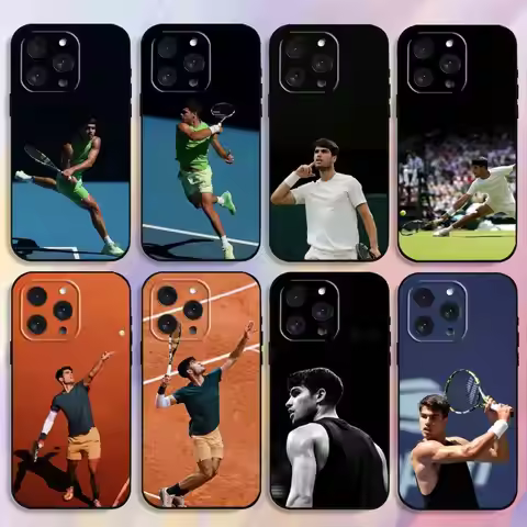 C-Carlos A-Alcaraz Phone Case For iPhone 17 16 15 14 13 12 Max Plus Silicone Black Cover