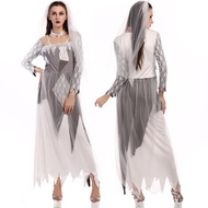 Ghost Bride Halloween Costume Masquerade Party Horror Skeleton Vampire Head Wedding Dress Party Them