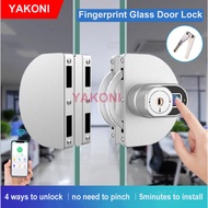 Fingerprint lock glass door lock with key smart door lock punch-free office door lock single double opening door lock