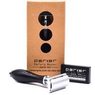 Parker 111 B Three-Piece Double Edge Razor Parker with Ebony Black Heavyweight Handle – Includes 5 P