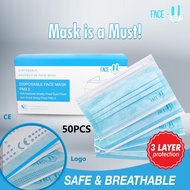 FACEU (Blue) 3ply Surgical Mask Japan Technology PM2.5 Comfortable Face masks w/o box