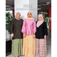 Faye Gingham Skirt Set - Versatile Two-Piece with Nursing-Friendly Top & Adjustable Sash for Custom 