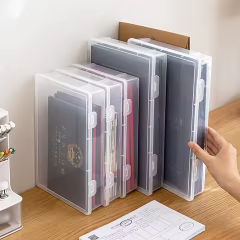 S/M/L Plastic File Storage Box Organization Transparent Square Storage Box A4 Organization Box Deskt