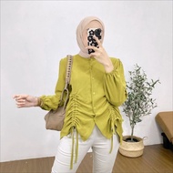 BERICA CRINKLE AIRFLOW BLOUSE DRAWSTRING BLOUSE/