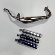 ท่อสูตร BEAT-R ชุบโครเมี่ยม + ปลายท่อ SJR สีเงินจุกเลส งานCNC