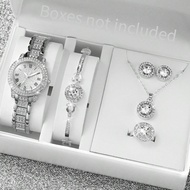 Dây thép nữ Đồng hồ đeo tay thạch anh đơn giản thời trang với mặt'số La Mã & kim cương giả và bộ tra