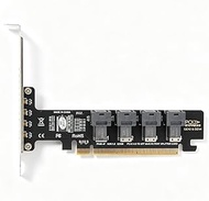 U.2 PCIE Expansion Card - 4 Port Adapter With LED Indicator, NVME SFF-8643/8639, PCIE 4.0 Card PH49-