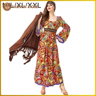 [Wishshopeelq] Hippie Costume for Women Clothes Hippie Costume Set 60S 70S Outfit Halloween Disco Costumes for Holiday Party Halloween Disco