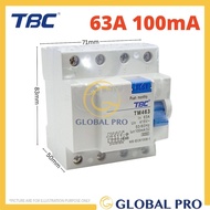 TBC 4 POLE 300mA Residual Current Circuit Breaker ELCB 40A / 63A / 100A 4 Pole 300mA ELCB / RCCB
