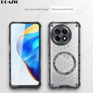 For OnePlus 13R/Ace 5/Ace 5 Pro Phone Case Honeycomb Design Clear Magnetic Wireless Charging Casing 