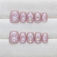 10PCS Cat Eyes Handmade Press on Nails Shiny Fake Nails with Jelly Sticker FM106