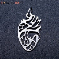 5pcs Non-Tarnish 201 Stainless Steel Pendants Anatomical Organ Heart Shape with Unsoldered Jump Ring