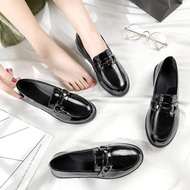 HA8 ins small leather shoes female retro autumn and winter British style a pedal flat Japanese colle