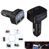 Lighter car charger 2 slots usb voltmeter ampere meter car