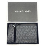 【W小舖】MICHAEL KORS MK 黑色 老花PVC皮革 男夾鑰匙圈禮盒組 短夾 皮夾 錢包~M99426