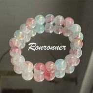 Blue Pink Iridescent Beads Bracelet for Girls Cute Beads Resistance Band Bracelets for Women Accesso