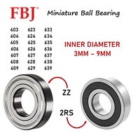 FBJ MINIATURE BALL BEARING ZZ / 2RS 603 604 605 606 607 608 609 623 624 625 626 627 628 629 633 634 