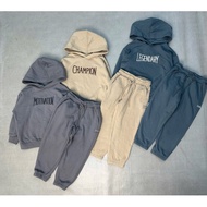 Genuine surplus GGJJ cotton hoodie set, plain color, embroidered letters for children size 2-8y