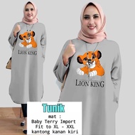Tunic Kantong Kanan Kiri Tunik Fashion Muslim Motif Distro Lion King Long Tunik cantik keren size ju