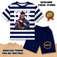BOYS' SHORT-SLEEVED STRIPED SUIT AGES 0-10 YEARS FREE FIRE 4 MOTIF PREMIUM KATKUN MATERIAL RAIGITA S