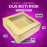 Dos KRAFT WINDOW Laminate 7cm High | Cardboard Box Cake Hampers Cake Tart Rice Box 20x20x7