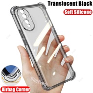 For Honor 70 FNE-NX9 Soft Silicone Translucent Black Jelly Case Transparent Military Grade Anti-Scra