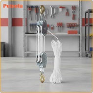 petsola Compact Rope Pulley Hoist Reinforced Hoist with Nylon Wheels Manual Pulley Block and Tackle 