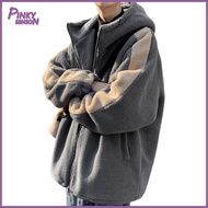 Yoewre Hooded Men Jacket Solid Color Men Jacket Mens Winter Hooded Jacket with Sherpa Lining and Zip