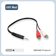 588 Mall 2in1 Audio Cable Aux Jack 3.5mm Male To Female RCA 27cm