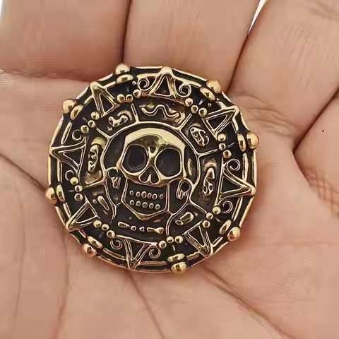 Brass Vacuum Electroplated Gold Aztec Gold Coin Light Gold Coin Without Ring Pirate