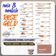HOTEL GRADE ROSE GOLD Stainless Steel Cutlery Flatware Set Spoon Fork Knife Steak Dessert Butter Wes