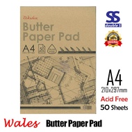 Butter Paper A4/Uni Or Wales Butter Paper Pad/50sheets