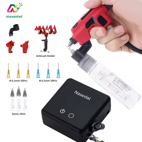 DSPIAE PT-AB Wash-Free Airbrush Kit with 36PSI Auto-Stop Compressor for Gundam Scale Model Painting 