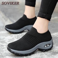 Sovikerรองเท้าผ้าใบสำหรับผู้หญิงผู้หญิงถักถุงเท้ารองเท้าผู้หญิงเบาะลมรองเท้าวิ่งหญิงตาข่ายแบนรองเท้า