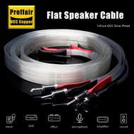 Hifi Audiophile Speaker Cable OCC Silver Plated Flat Speaker Cable Carbon Fiber Rhodium Plate Banana