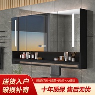 Solid Wood Smart Mirror Cabinet Bathroom Separate Wall Hanging Decoration-Type Bathroom Mirror Box Toilet Dressing Mirror Mirror with Light