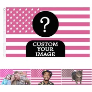 Flag 3X5 Ft Custom Pink American Wall Flag Add Your Own Text/Logo/Photo Double Sided Funny Tapestry 