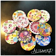 BIG WOODEN BUTTON / FANCY BUTTON / RANDOM PATTERN (5PCS)