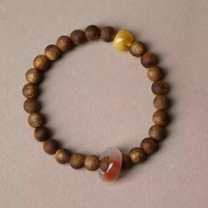 吉木 天然沉香種植綠奇楠 蜜蠟 南紅平安環6mm沉香手串未時vishi