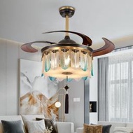 新中式吊扇燈風扇燈客廳餐廳臥室簡約古典靜音LED隱形風扇吊燈
