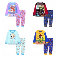 [SG SELLER] Kids long sleeve cuddle me cotton cartoon pyjamas children boys girls mermaid super mario avengers frozen