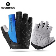 Rockbros Gloves MTB Bike Half Finger Gloves Original - biru, M