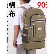 Outdoor Canvas Mountaineering Bag Men 90L Super Large Capacity Backpack Long-distance Travel Civil W