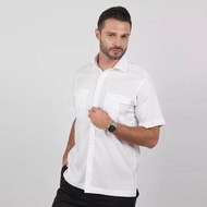 Guy Laroche Original Kemeja Pendek Double Pocket Hickory PDH Putih