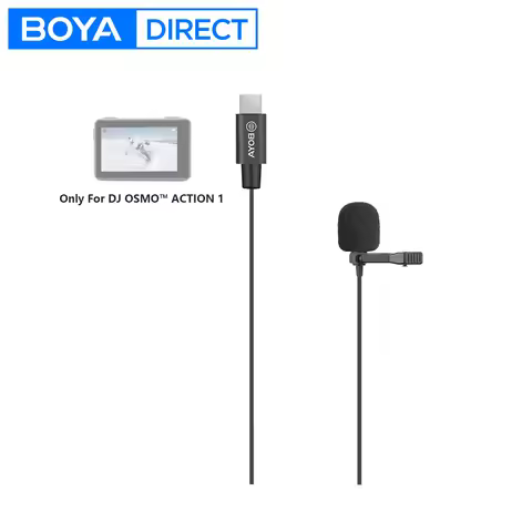 BOYA BY-M3-OA 2m Condenser Lavalier Microphone Only for DJI OSMO ACTION 1 Camera Youtube Blogging Li
