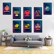 ROOM DECORATION WALL DECORATION ESPORT LOGO POSTER STICKER NEON RRQ MOTIF EVOS/ ONIC/ AURA/ GEEKFAM/
