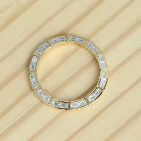 24 Baguette Synthetic Moissanite Diamond Gold Watch Bezel for Rolex Daytona 40mm Watch Gemstone Beze