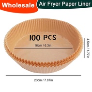 100pcs 20cm Ready Stock Malaysia Air Fryer Disposable Baking Papers Non-Stick Steamer Round Parchment Paper Liners