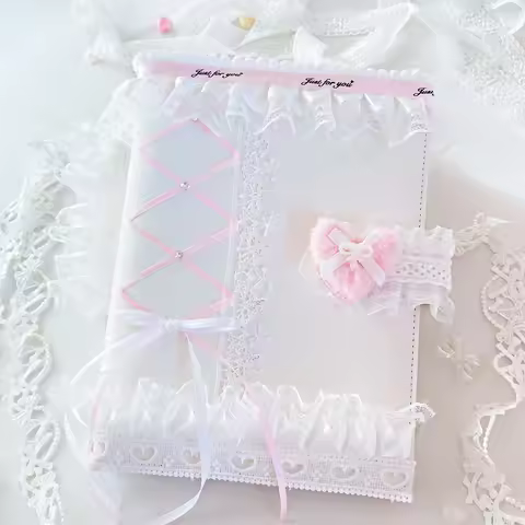 A5 Loose-leaf Ribbon Ballet Style Card Binder Kpop Photo Card Album Lace Elegant 6 Rings Binder Race